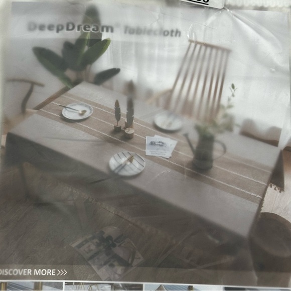 Linen Tablecloth Rectangle Deep Dream Cream Taupe Leaf Print 60 X 120 NEW - Picture 5 of 10